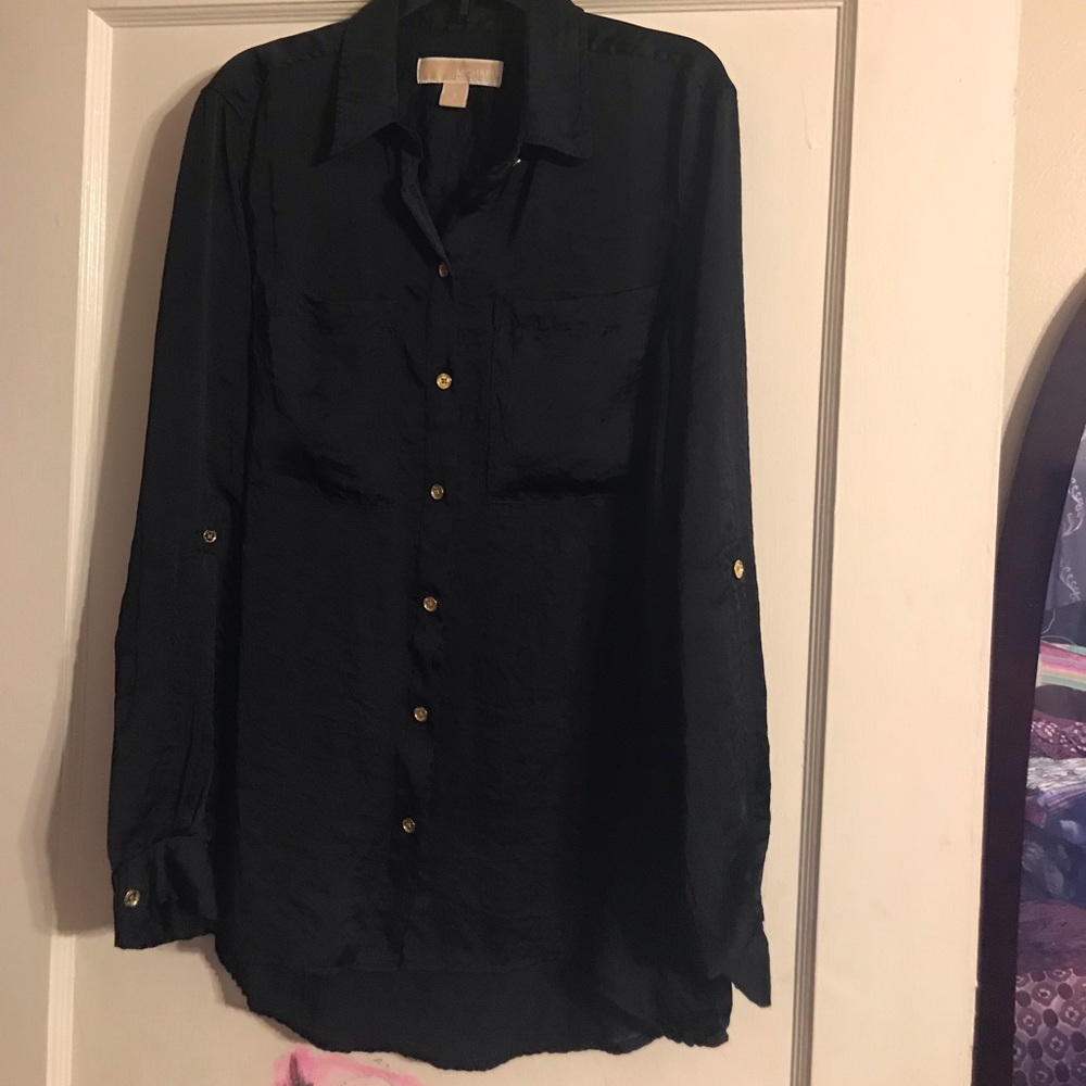 Michael Kors black button up blouse